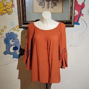 Cato Terracotta Bohemian Blouse